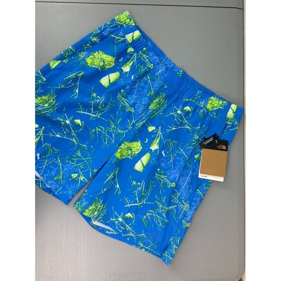 The North Face men's medium blue patterned wander shorts performance lightweight - Picture 1 of 6